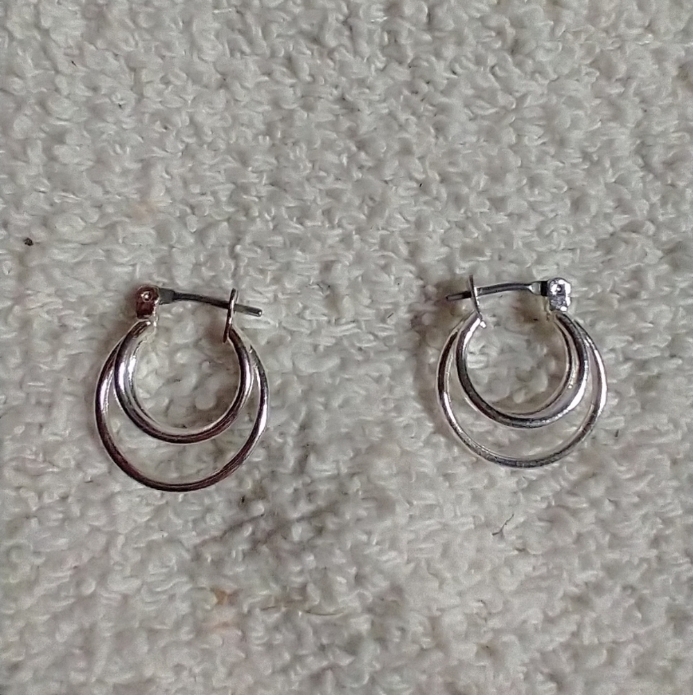 Silvertone pierced earrings